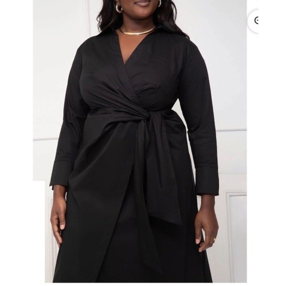 Eloquii Investments Wrap Dress Black 24 Classic Chic Career Cotton‎ Stretch